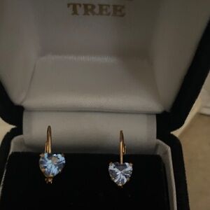 Gold and Blue Heart Earrings